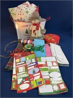 Assorted Christmas items including gift tags,