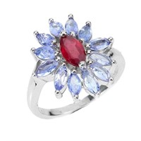 Natural Red Ruby & Tanzanite Ring