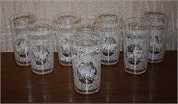 (K) Lot of 8 Monticello Horse & Buggy Glasses