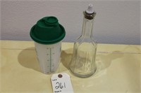 Shaker and oil and vinegar bottle