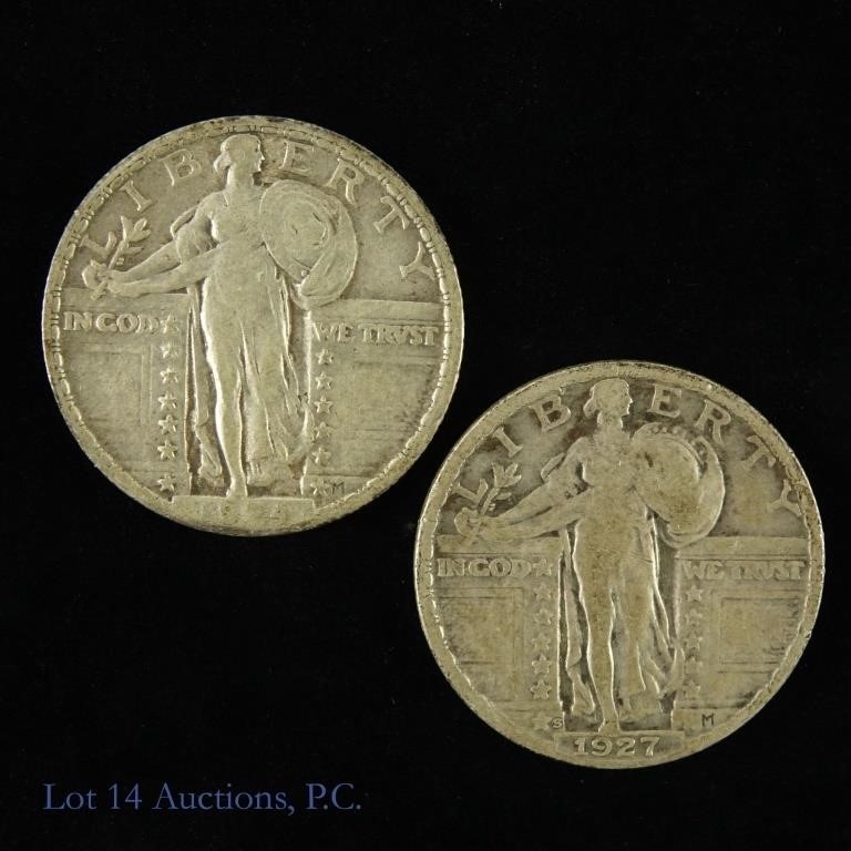 1924 & 1927-s Silver Standing Liberty Quarters (2)