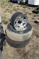 3- 8 Hole Pickup Rims with 2 Tires