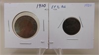 1920 Canadian Large & Small Pennies In Excellent