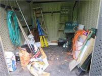 CONTENTS OF SHED- PADDLES, WOOD LADDERS SNOW