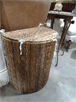 Dark Wicker Lined Laundry Basket