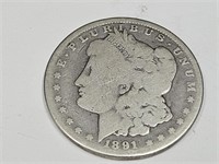 1891 Carson City Morgan Silver Dollar Coin