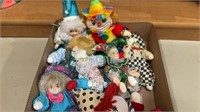 Box lot with eight different clowns - some with