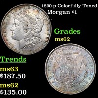 1890-p Colorfully Toned Morgan $1 Grades Select Un