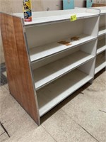 DOUBLE SIDED WOODEN RETAIL SALES RACK 49 IN W X 30