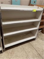 DOUBLE SIDED WOODEN RETAIL SALES RACK 49 IN W X 30