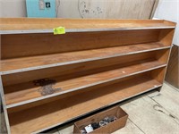 DOUBLE SIDED WOODEN RETAIL SALES RACK 97 IN W X 30