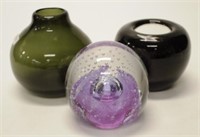 Three various art glass items