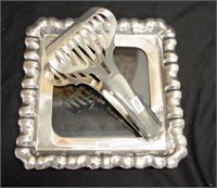 Vintage silver plate & glass serving dish