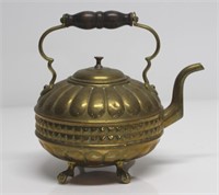CLAW-FOOTED BRASS KETTLE