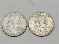 2-1963 D Franklin Silver Half Dollar Coins