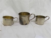 (3) STERLING SILVER BABY CUPS 2.25"TALLEST 3.73TOZ
