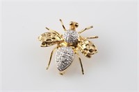 14kt Yellow Gold and Diamond Small Bee Pin