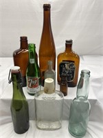 Vintage Glass Bottles, Various Sizes