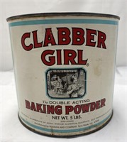 Vintage Clabber Girl Baking Powder Tin, Empty