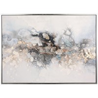 65" x 47" Watercolor Blotch Abstract Framed Wall