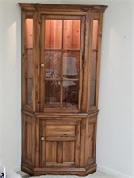 Lighted Corner Display Cabinet, adjustable shelves