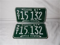 Pair 1967 Idaho License Plates