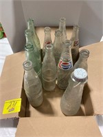 GROUP OF GLASS SODA BOTTLES - PEPSI, COKE, ETC