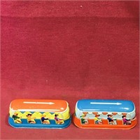 Pair Of West Germany Tin Toy Bus Shells (Vintage)