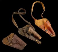 (3) WWII and post US Pilot shoulder holsters