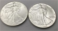 2 1987 Silver Eagles