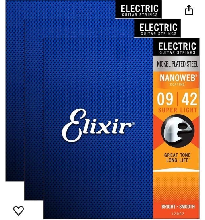Elixir nanoweb electric guitar strings 3 pack 9-42