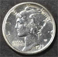 1917-D MERCURY DIME FB AU/BU