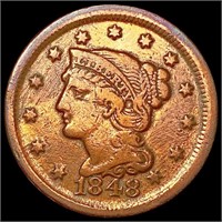 1848 Braided Hair Cent LIGHTLY CIRCULATED