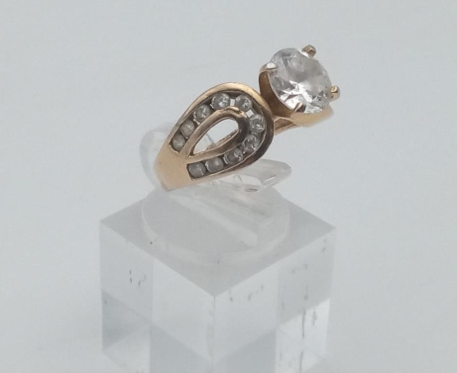 Gold over Sterling Silver Solitare CZ Ring
