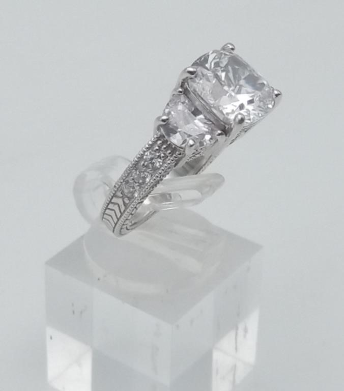 Sterling Silver LG CZ Annversary Ring