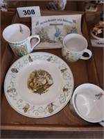 4 PCS. WEDGEWOOD PETER RABBIT CUPS & PLATE