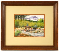 Pat Waters watercolor 12" x 16" Wyoming gathering