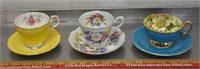 3 tea cups & saucers, see pics