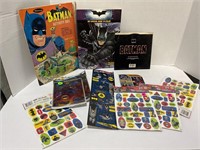 Assorted Batman stickers and other collectibles