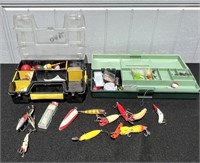 Two small tackle boxes and contents.
