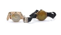 Two ladies Art Deco 9ct gold watches for parts