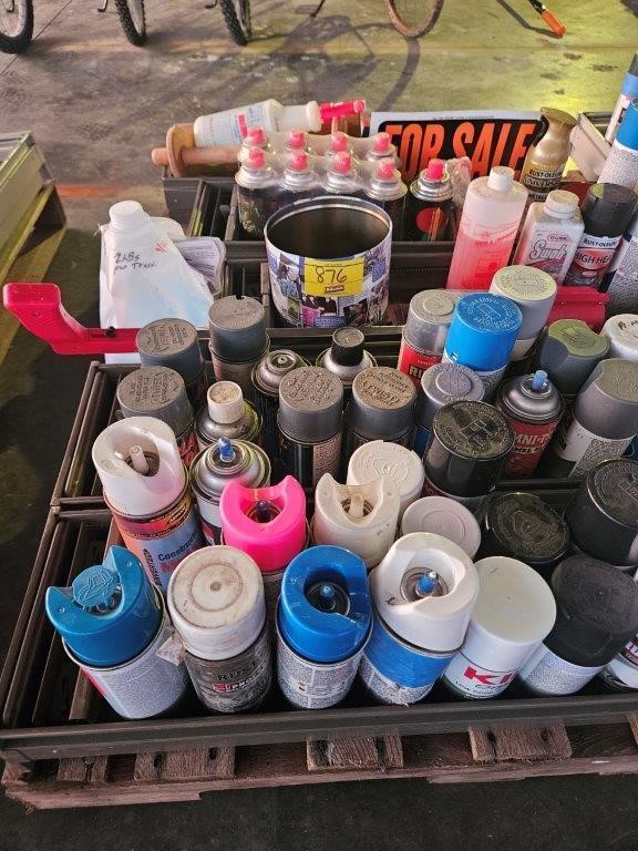 SPRAY PAINT, PAINT THINNER, CANS OF BUTANE