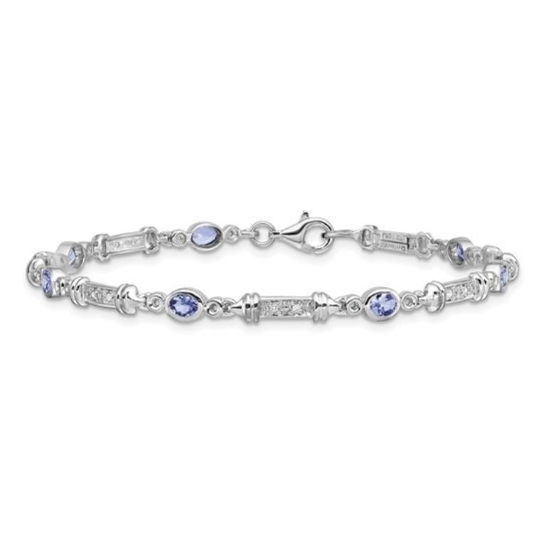 Sterling Silver Tanzanite and Diamond Bracelet