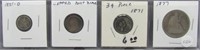 (4) US type coins: 1851-O liberty seated dime,