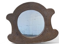 Vtg Molded Wood Hanging Mirror