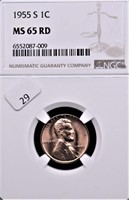 1955 S NGC MS65 RED LINCOLN CENT