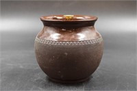 SCREW TOP GLAZED STONEWARE JAR