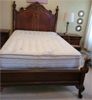 QUEEN SIZED BED, HEAT FOOT AND RAILS, MATTRESS SET