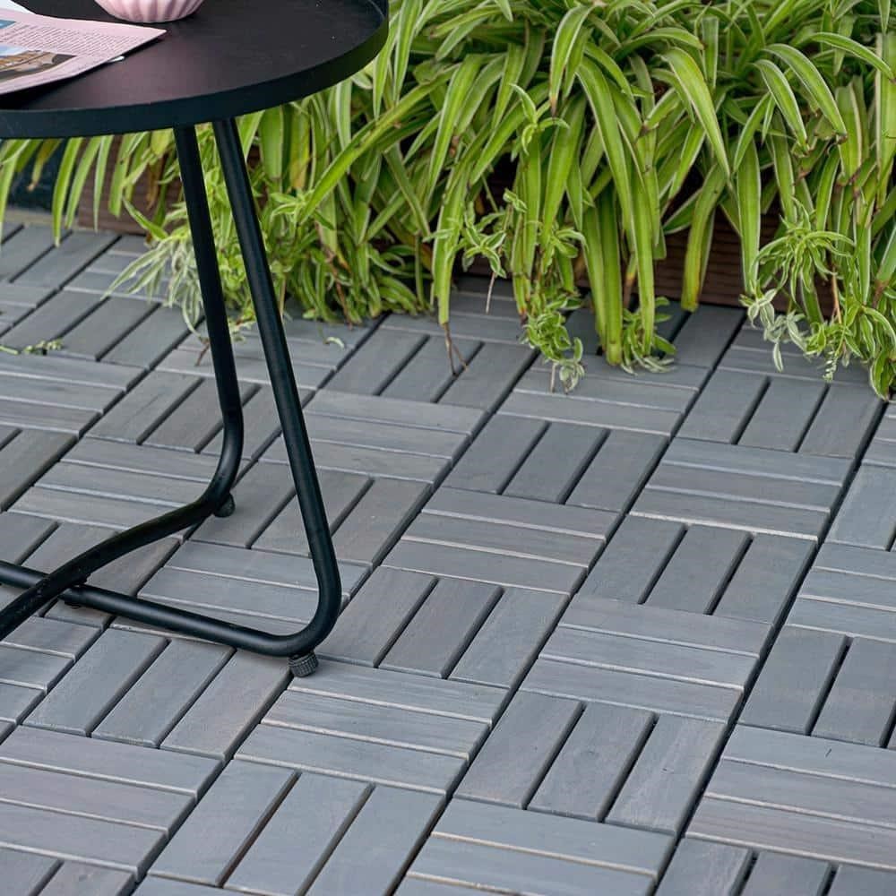 GOGEXX 12x12 Wood Deck Tiles  Pack of 20