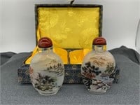 VTG Reverse Painted Chinese Snuff Bottles Set of 2